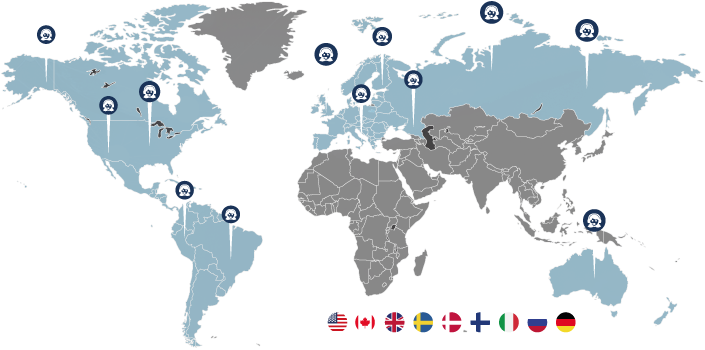 Weltkarte mit Interviewer-Standorten